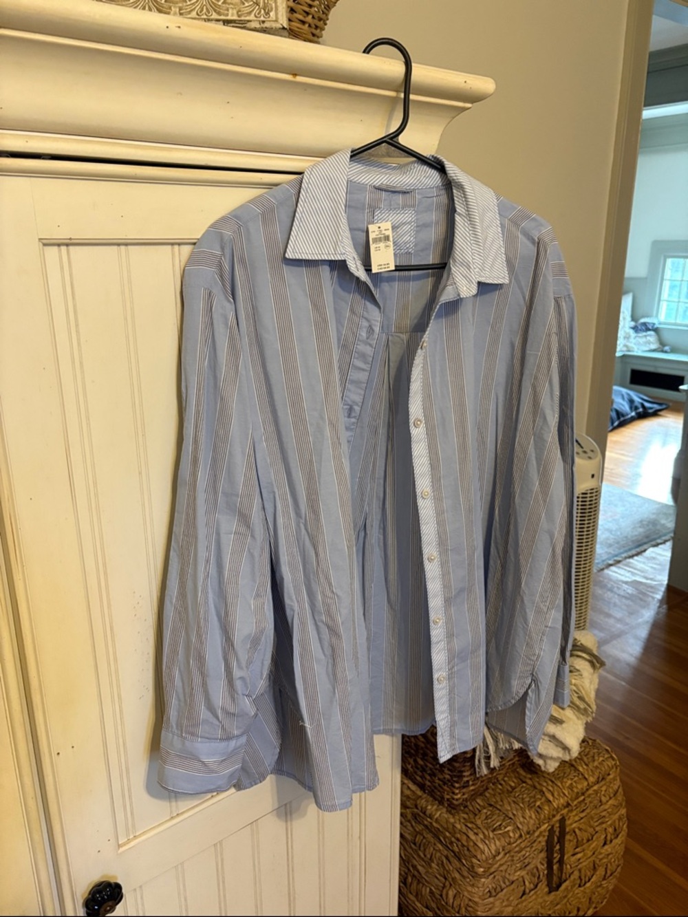aerie Blue and White Striped Button-Down Shirt